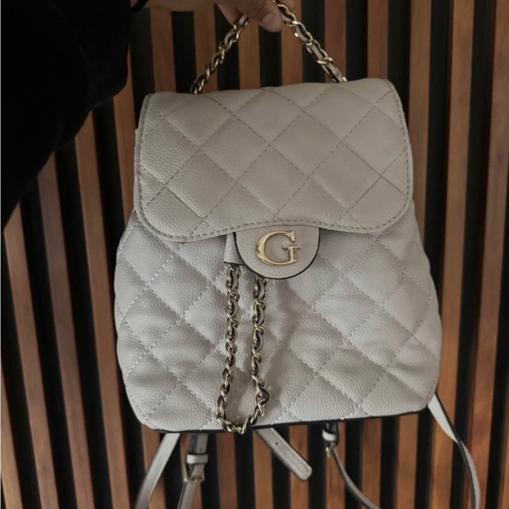 GUESS- Quilted Cream Backpack